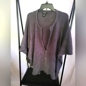 DKNY OSFM Sweater Coverall Dark Grey Zipper Rayon Super Soft Comfy Warm